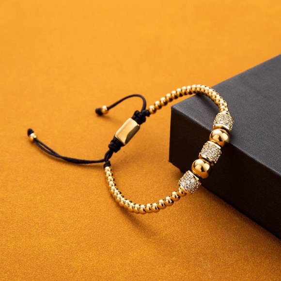 18K Gold Bracelet Men, Mens Bracelet 2.5mm Rope Chain, Thin  Men\'s Classy Gold Bracelets